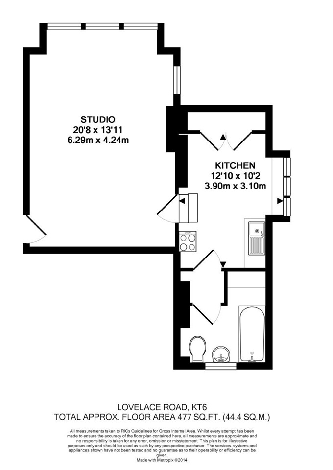 Surbiton Studio Flat, Shelley Court, KT6 To Rent Now for £1,200.00 p/m